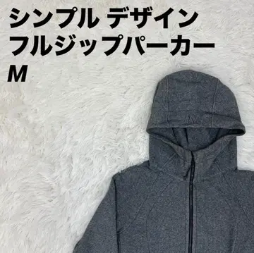 풀 집업 후드티 후드 심플한 디자인 그레이 M 사이즈 남성용 남녀 공용