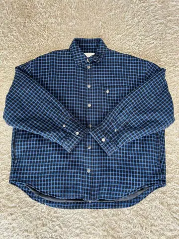 IEY 블루 체크 무늬 아우터 L 사이즈