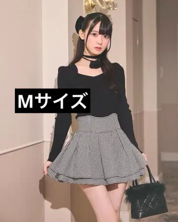 슬림 레그가 되는 스커트 하운드투스 체크 패턴 (이너 팬츠 포함)