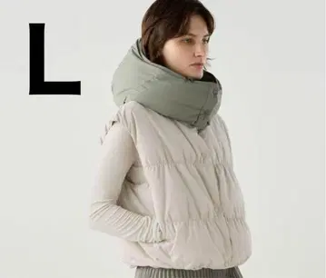 유니클로 다운 크롭 베스트 L 베이지