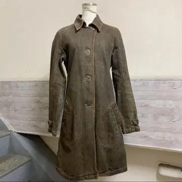 젬블 데님 코트 브라운 색바램 가공 y2k