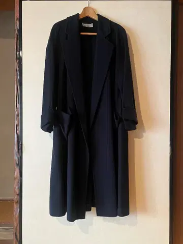 AGNONA 네이비 롱 코트 오픈 프론트 캐시미어 100