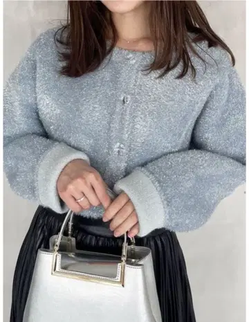 MERCURYDUO 필름 샤기 W 페이스 니트 가디건