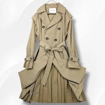 24aw 라리아무 2way 트렌치코트 백 플리츠 롱 코트