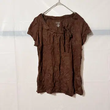 새상품급 MERONA 브라운 T셔츠 [ S ] 리본 심플 무지 반팔