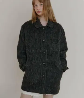 [ 택 포함 미사용 새상품 ] GIUNON 라운드 칼라 울 코트 그레이