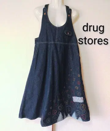 시착만 한 상품 드럭 스토어즈 데님 오버롤 스커트 패치워크 자수