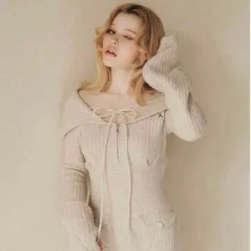 andmary 노아 리본 니트 드레스 베이지