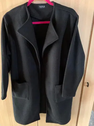 블랙 플리스 롱 코트