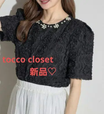 새상품 [ ZOZO한정판 ] 플라워펄 넥 플라워 모티브 상의 4000