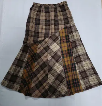 t.b 롱 스커트 체크 센소유니코