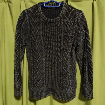 BAYFLOW 베이플로우 케이블 니트 스웨터 워시 가공 블랙