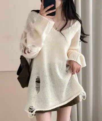 빈티지 커팅 오버핏 니트