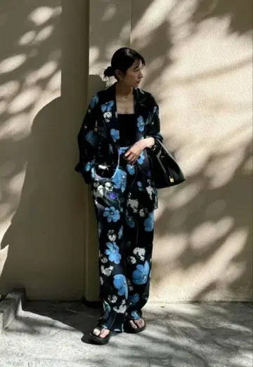 CLANE MULTICOLORED FLOWER WIDE PANTS