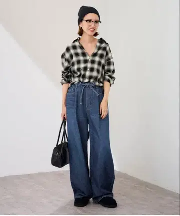 2025 프레임워크 코튼 레이온 옴브레 체크 셔츠 미사용 새상품