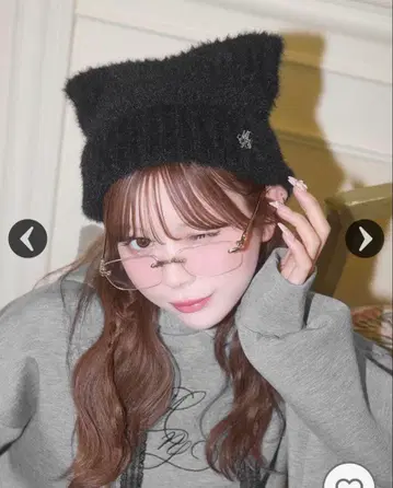 미셸 마카롱 고양이 귀 비니 블랙