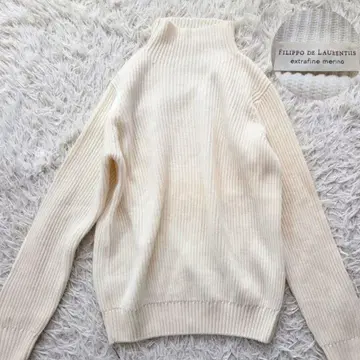 필리포 데 로렌티스 모크 니트 화이트 엑스트라 파인 메리노