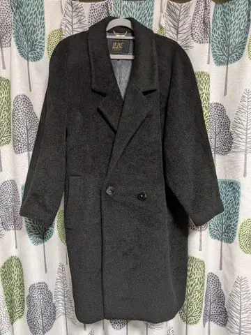 LEBE 울 100% 오버 사이즈 체스터 코트 블랙