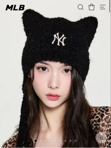 MLB Korea 고양이 귀 먀옹 비니 끈 포함 한국 한정판