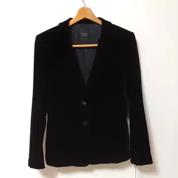 새상품 컬렉션 벨로아 테일러드 자켓 실크 혼방 블랙 L
