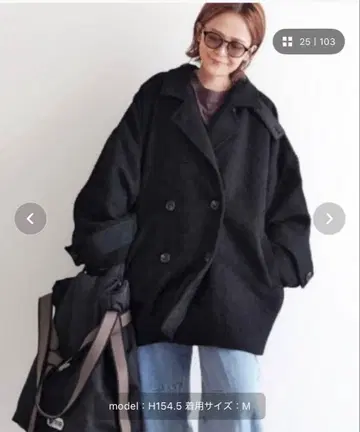 notch.by yui 헤링본 P코트 M 사이즈 블랙