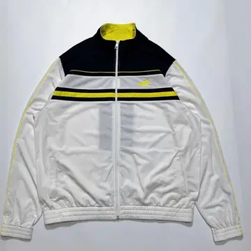PUMA 푸마 트랙 자켓 저지 XL 화이트 네이비 자수 로고 5560