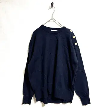 [ 오페크 도트 클립 ] 새상품급 네이비 긴팔 니트 버튼 포함 S