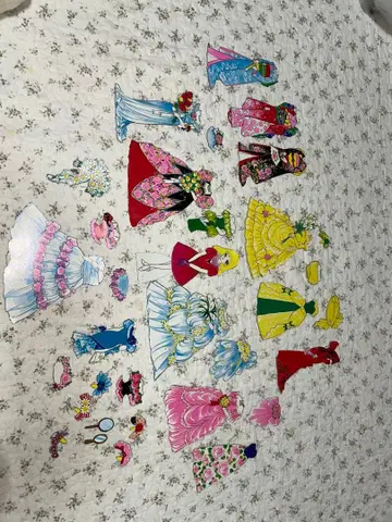 쇼와 레트로 종이 옷 갈아입히기 인형 세트 컬러풀 의상 1980년대