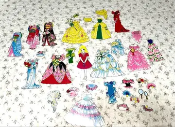 쇼와 레트로 종이 옷 갈아입히기 인형 세트 컬러풀 의상 1980년대