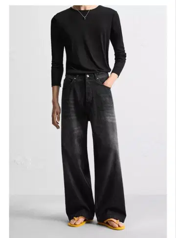 ZARA 엑스트라 배기 핏 청바지 블랙