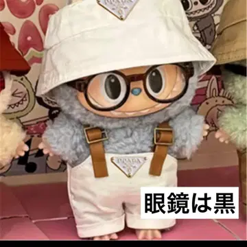 러브브 의류 코스튬 POP MART 화이트 3종 세트 안경 BLACK