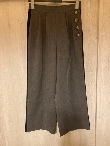 그레이 와이드 팬츠 블랙라인 4버튼