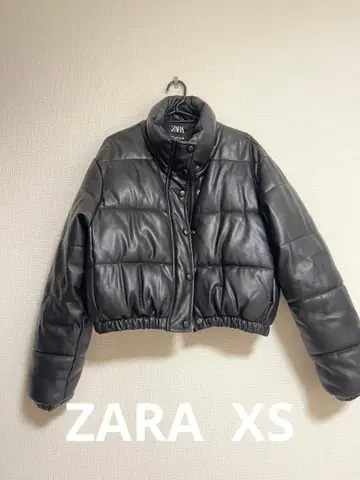 ZARA 인조 가죽 다운 자켓 미니 기장