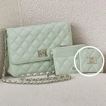 민트 그린 DD 로고 퀼팅 트래블 세트 MNT 거울만