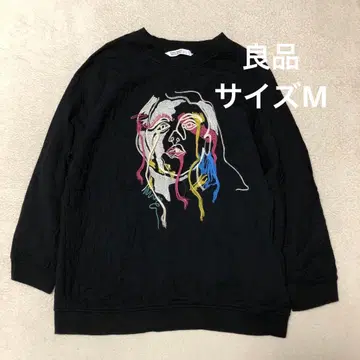 자라 ZARA BASIC 맨투맨 트레이닝복 긴팔 자수 독특한 블랙 M