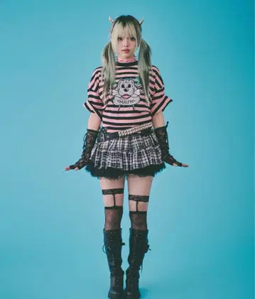 GALFY 스트라이프 반팔 T셔츠