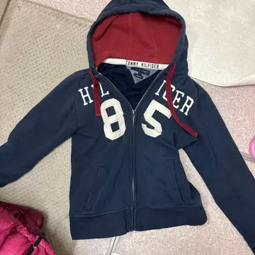 TOMMY HILFIGER 후드 부착 후드티 M 네이비/레드
