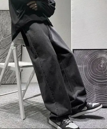 Shoowtime 빈티지 워시 와이드 데님 팬츠