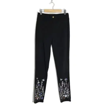 이즈스칼라 선명한 꽃나비 자수 스트레치 트윌 레깅스 팬츠