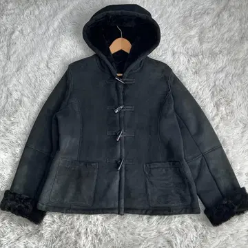 CONCERTINA 천연 무스탕 양가죽 후드 부착 더플 코트 15호 XL