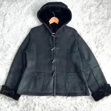 CONCERTINA 천연 무스탕 양가죽 후드 부착 더플 코트 15호 XL