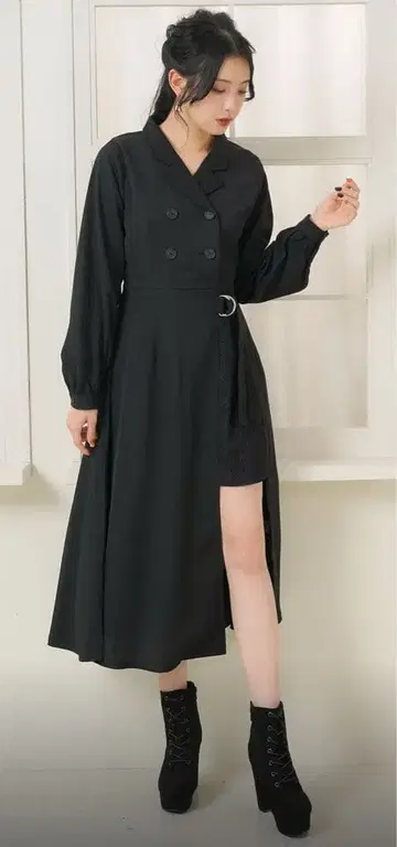 유메텐보 레이스 슬릿 레이어드 원피스