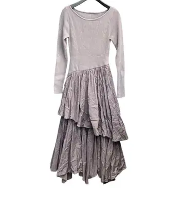 anuans 보트넥 불규칙 밑단 도킹 원피스