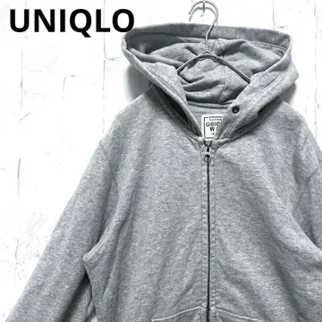 유니클로 더블 지퍼 후드티 맨투맨 Y2K 무지 그레이 S