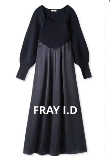 미사용 새상품 FRAY I.D 스퀘어 넥 콤비 원피스 네이비