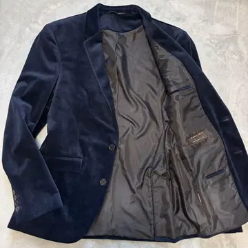 새상품급 ZARA 벨로아 테일러드 자켓 EUR52 네이비 총 안감