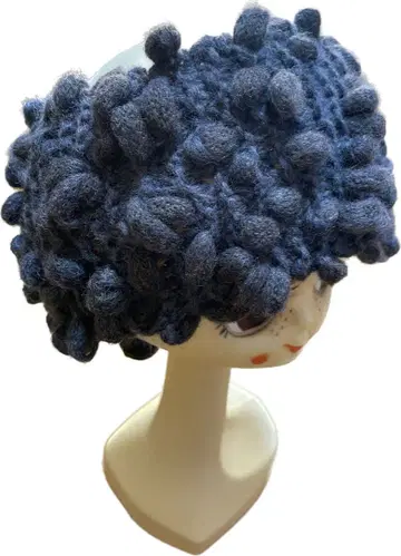 다크 블루 밥 스타일 헤어밴드