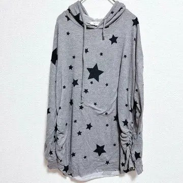 별 패턴 후드 부착 후드티 그레이 [ M ] 상의 여성용