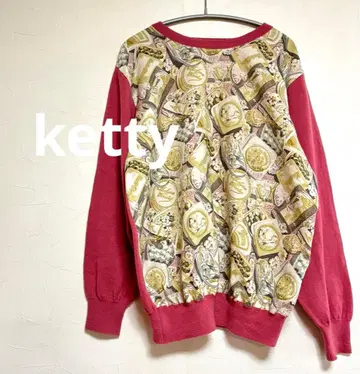 케티 ketty 스카프 패턴 도킹 니트 핑크 여성용 울