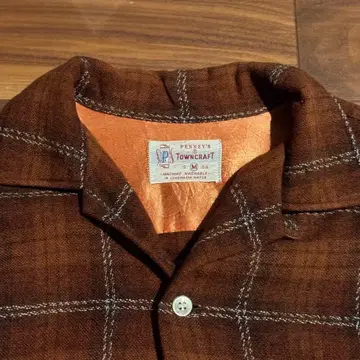 50s 60s towncraft 울 셔츠 윈도우 페인 체크
